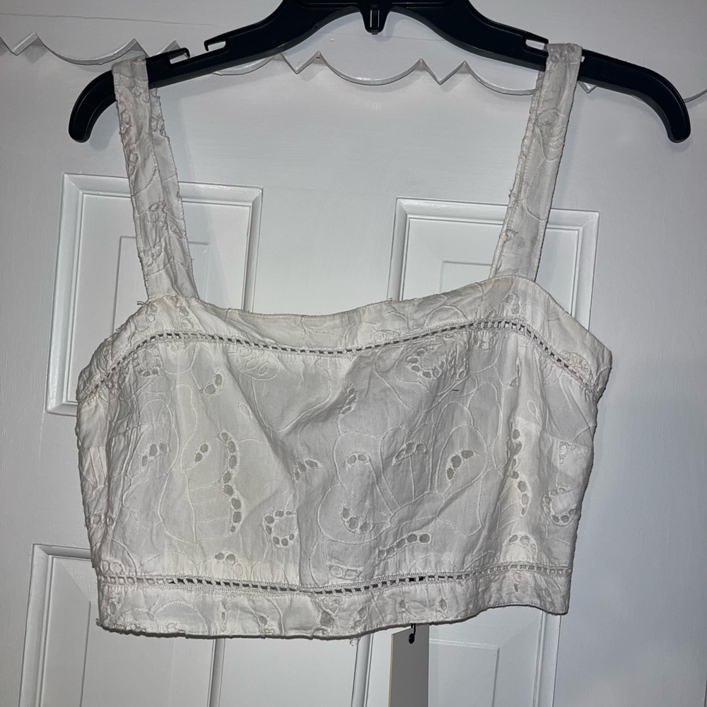 Bardot White Crop shirt , brand new, size 8 (medium), tags still attached
